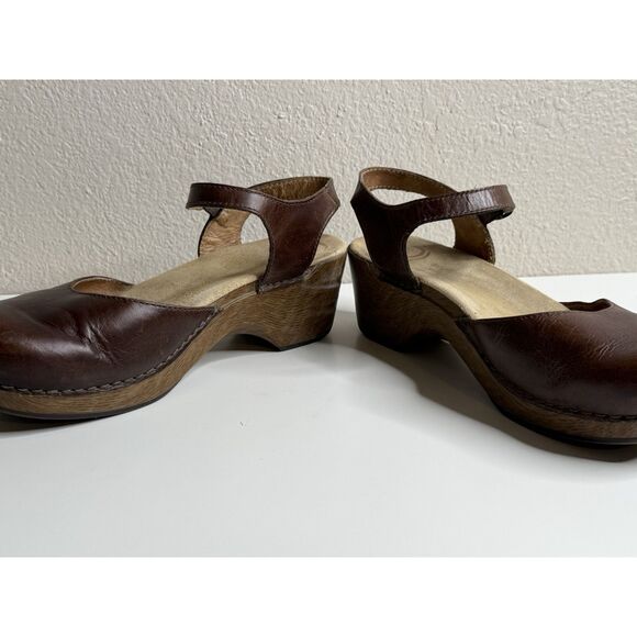 Dansko Sam Mary Jane Sandals Leather Closed Toe Brown Size 40 9.5 10 Clog - Picture 12 of 15